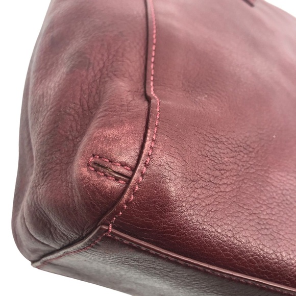Cole Haan Large Burgundy Soft Leather East West Shoulder Tote Satchel Bag - Picture 9 of 9